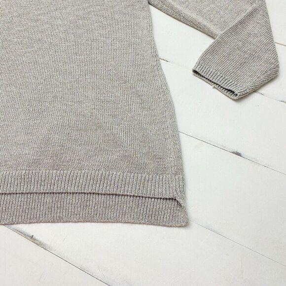 J Jill Zinc Shimmer Gray Gold Crew Neck Pullover Knit Sweater Women's Large - Picture 5 of 12